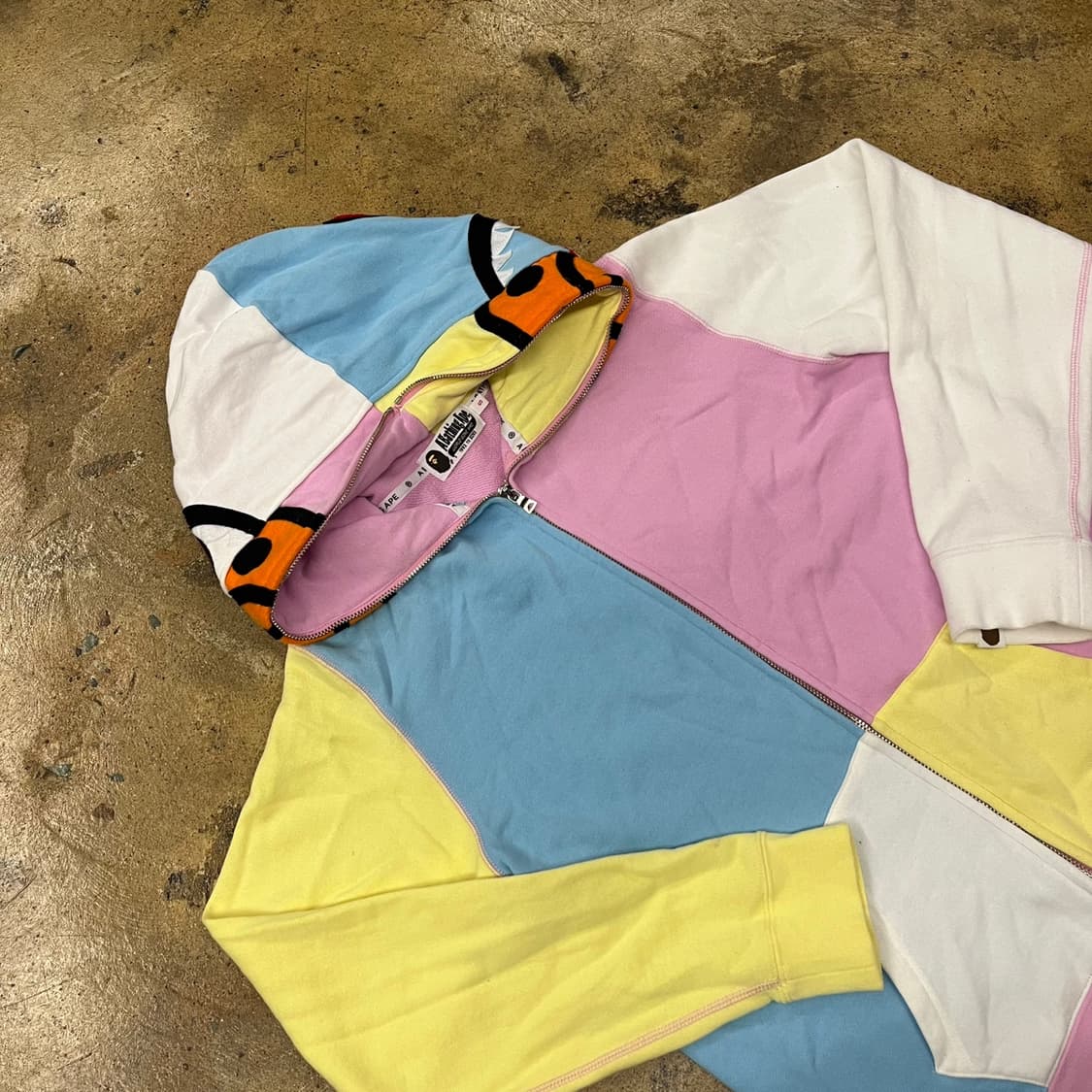 베이프 솜사탕 멀티계 파스텔 핑크 화이트 마일로 샤크 풀 후드 집업 상품이미지1