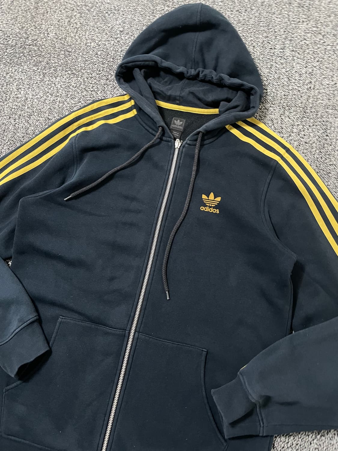 빈티지9. 아디다스 파이어버드 후드집업 후드 티셔츠 스웻 네이비 옐로우 상품이미지2