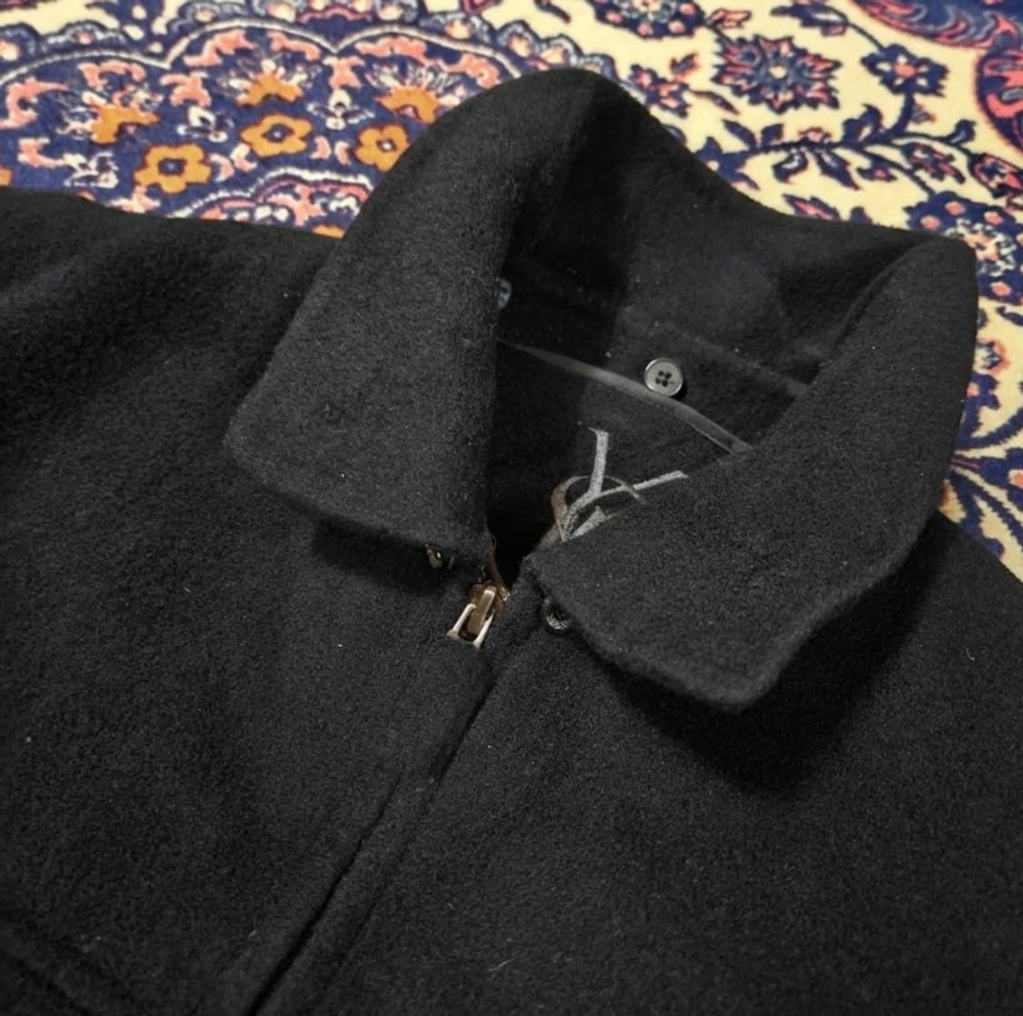 빈티지-입생로랑(YSL) 라이센스 클래식 울 집업 블루종 숏 자켓 상품이미지5