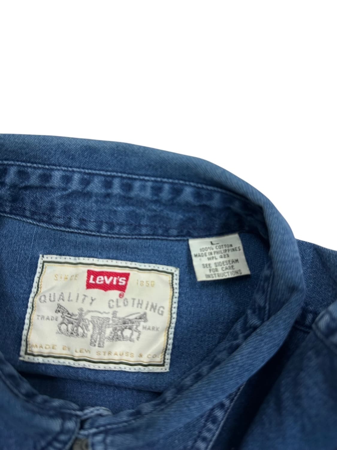 90s 리바이스 샴브레이 셔츠 (L)  상품이미지8