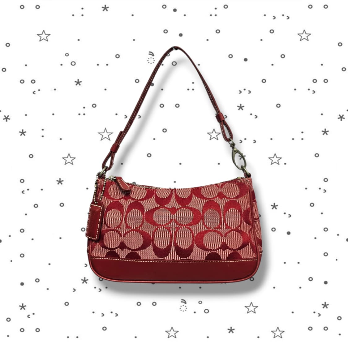 COACH 코치 시그니처 캔버스 레드 숄더백 상품이미지1