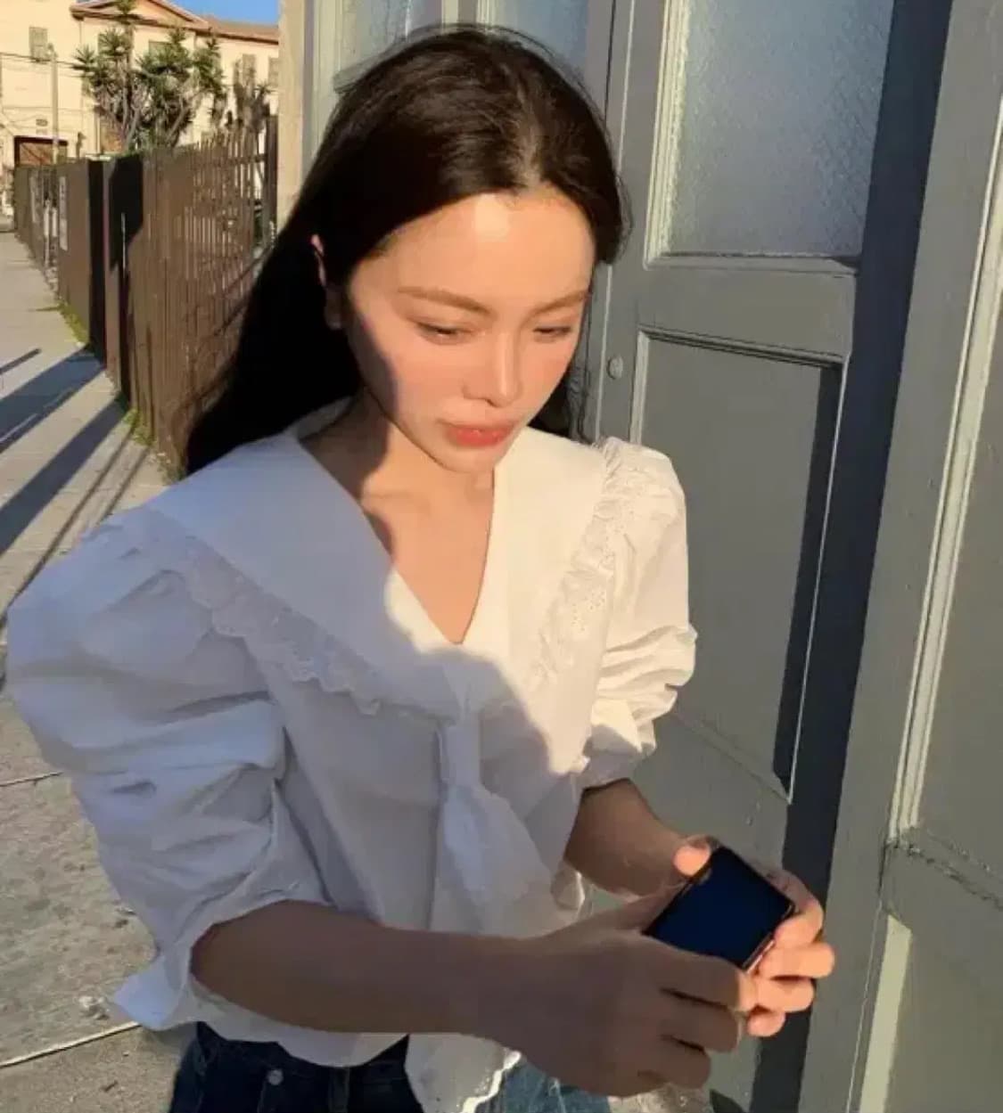 새상품 ) 위드아웃썸머 세일러 레이스 블라우스 상품이미지2