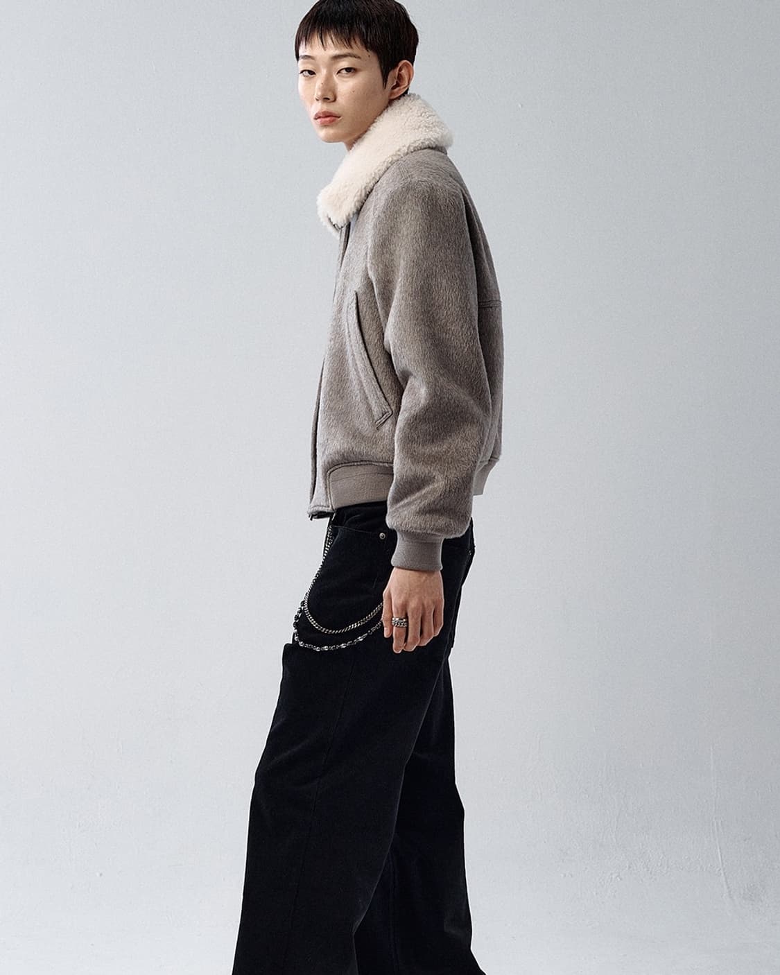 알렌느 알파카 시어링 블루종 그레이 2사이즈 새상품 상품이미지1