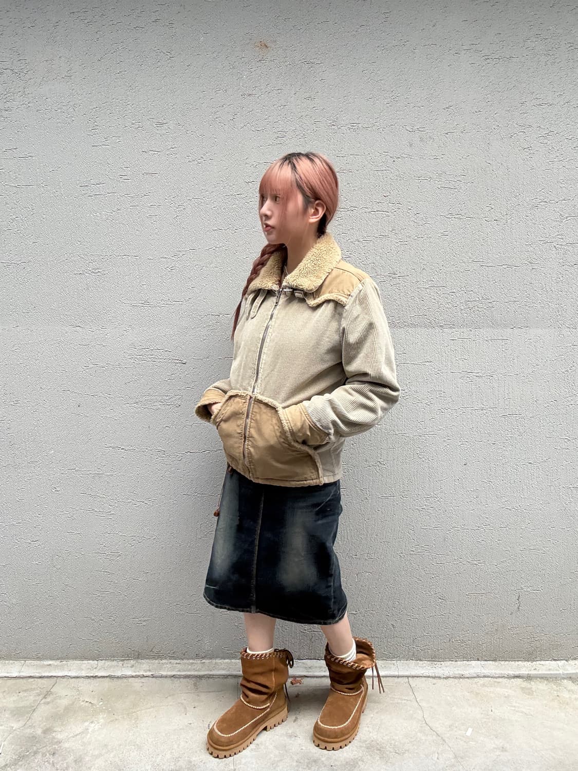 디젤 코듀로이 베이지 무스탕 상품이미지2