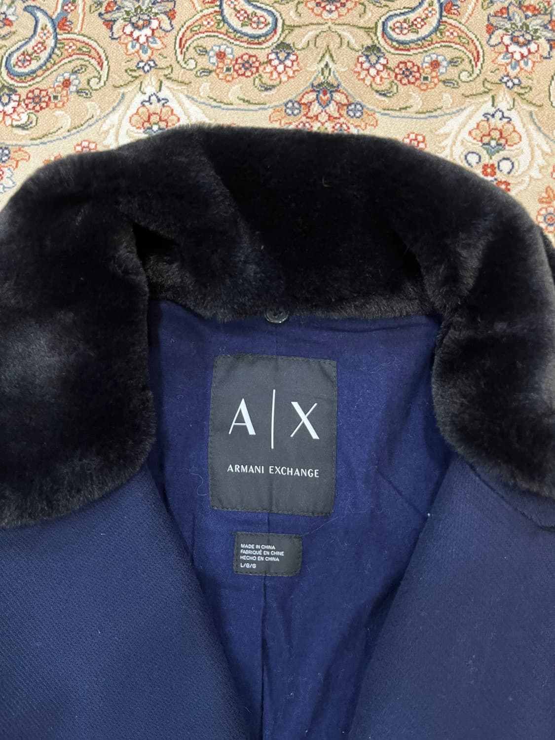 아르마니 익스체인지 더블브레스테드 퍼 하프 코트 상품이미지4