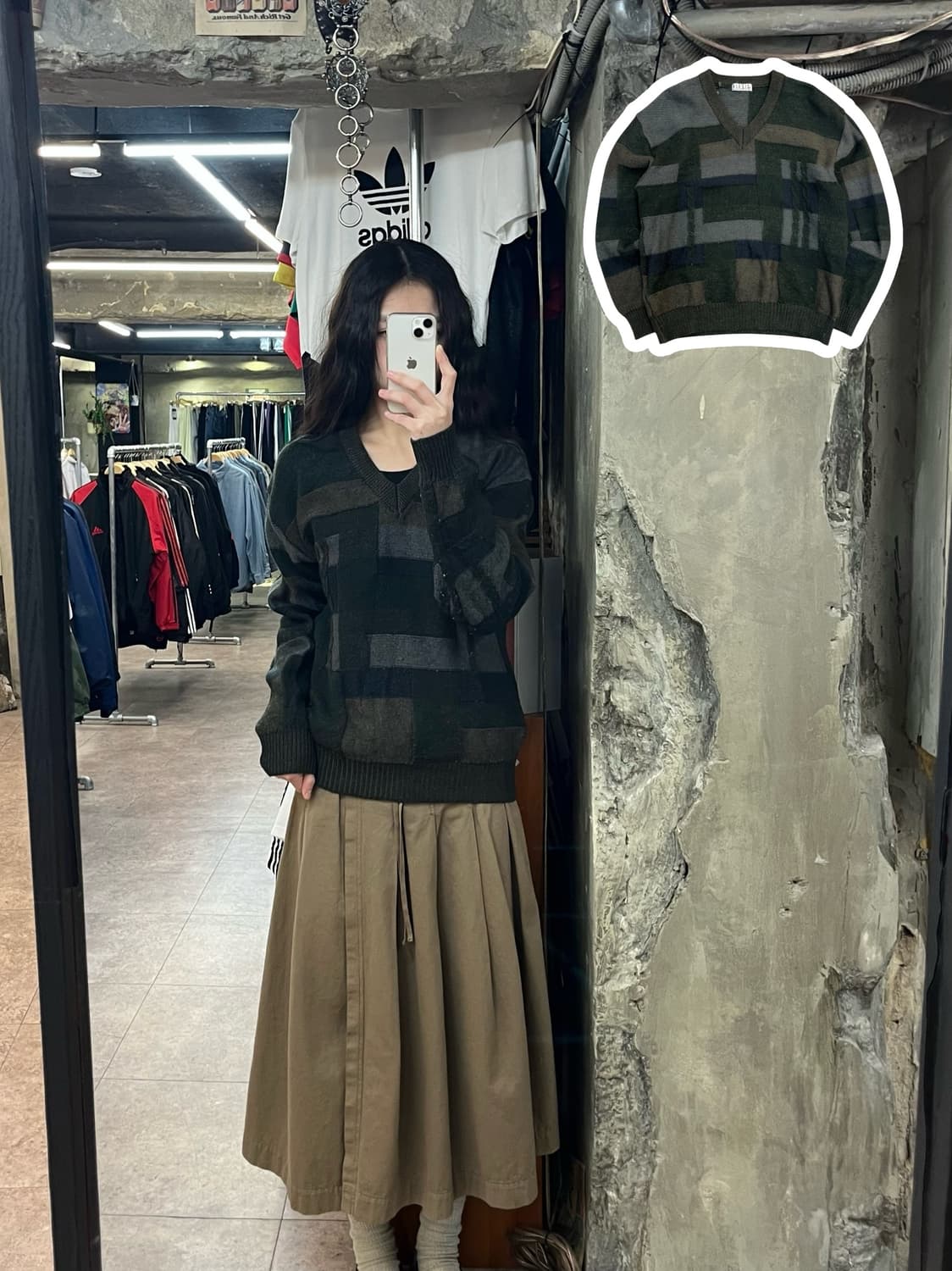 빈티지 패치워크 니트 그린 L #csz2743 상품이미지1