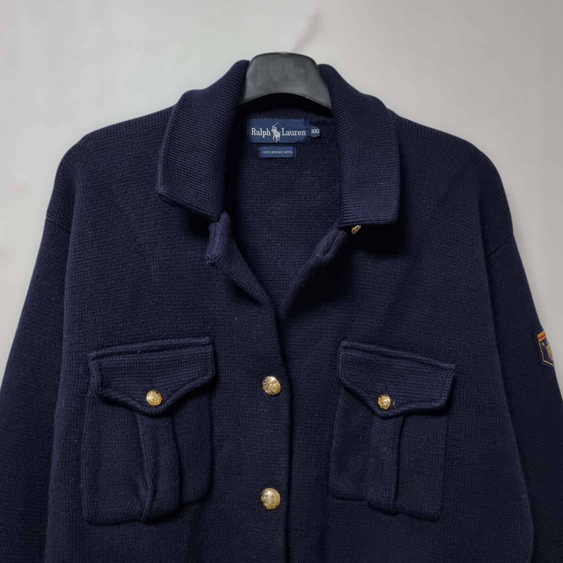 폴로 랄프로렌 금장 버튼 메리노울 니트 집업 100 상품이미지3