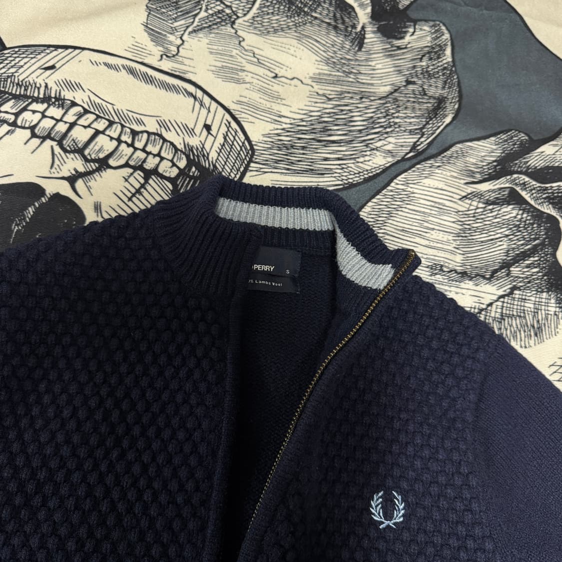 프레드페리 램스울 투웨이 집업자켓 S사이즈 상품이미지2