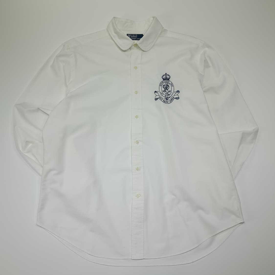 CL480 XL 폴로 90s 코튼 빅크레스트 클럽칼라 화이트 셔츠 남방 상품이미지1