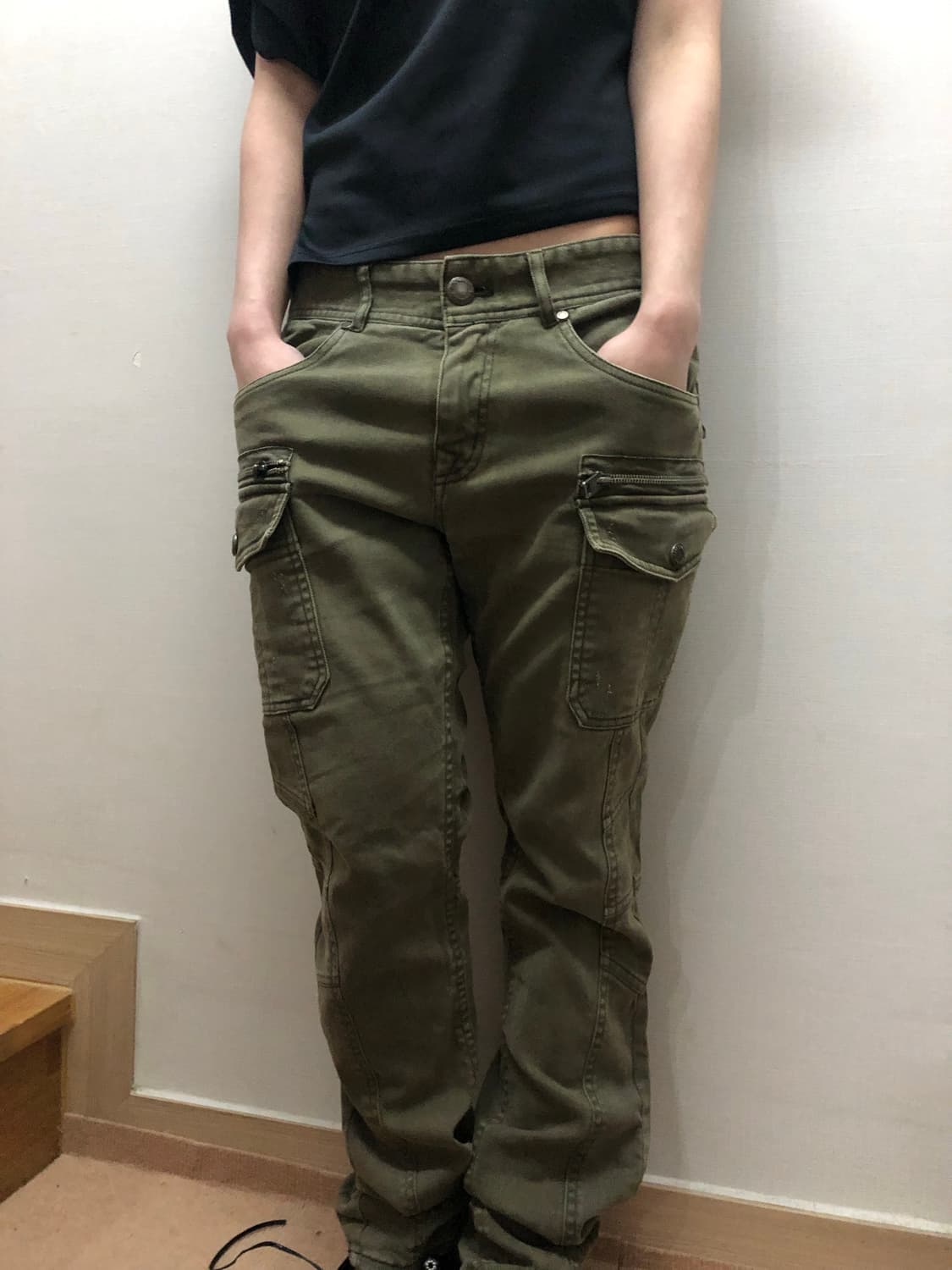 빈티지 버카루 카키 펑크 카고 팬츠 상품이미지3