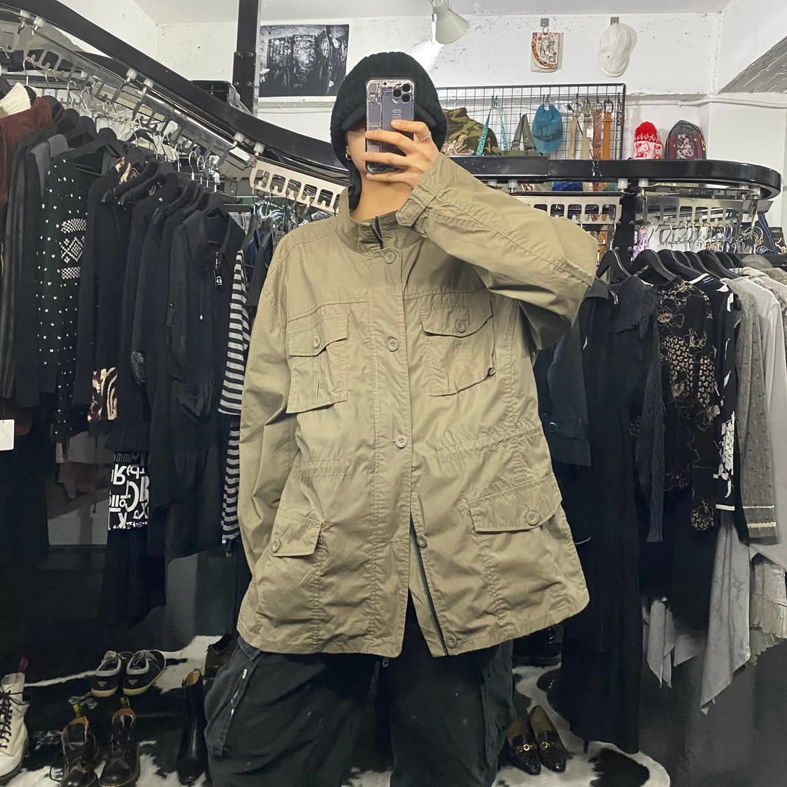 Clothes truck 버튼 포켓 디테일 반하이넥 자켓 상품이미지1