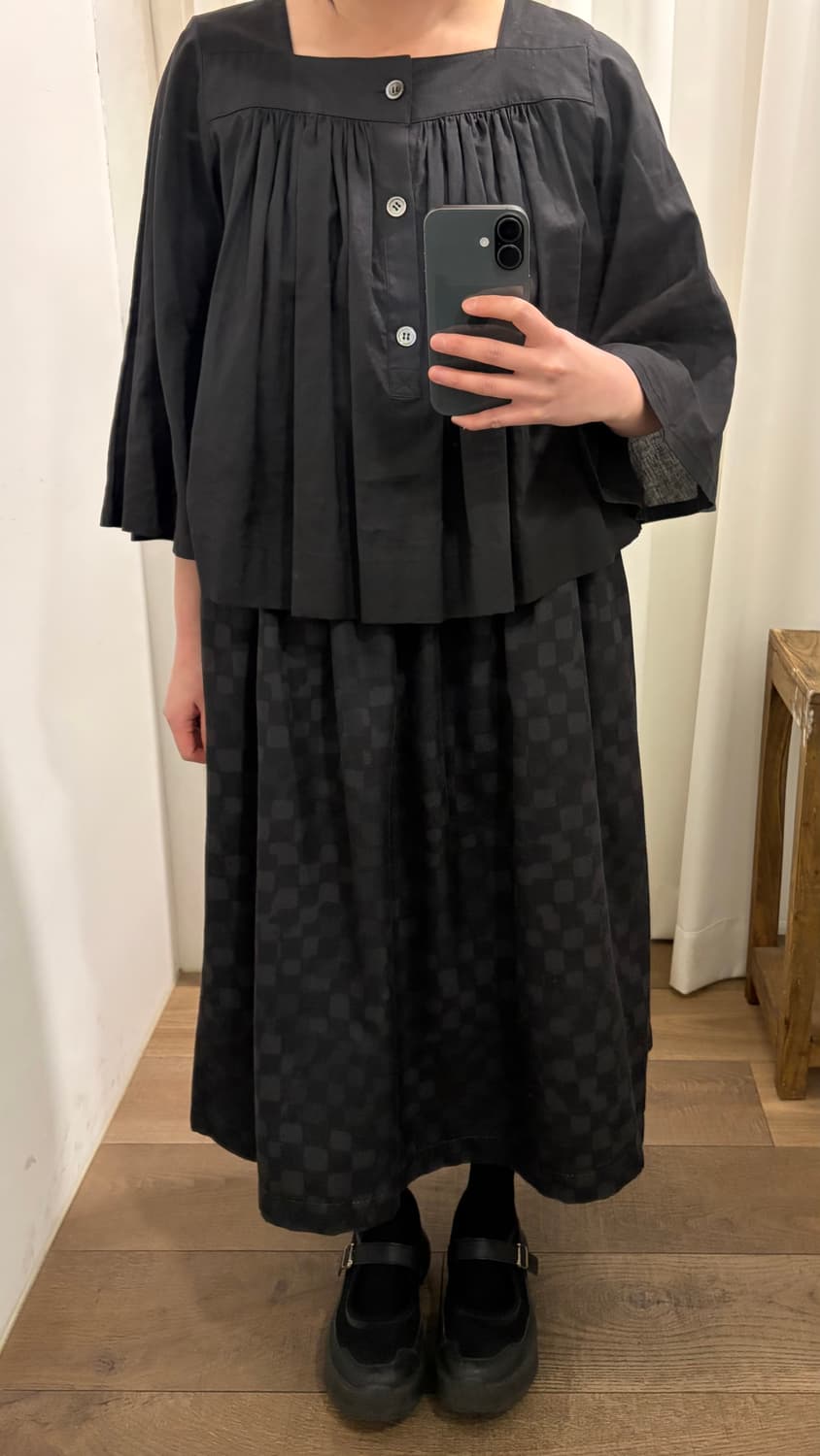 Square Neck Shirring Blouse 상품이미지6