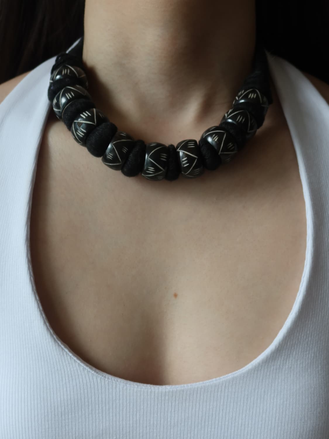 wood & thread necklace 상품이미지2