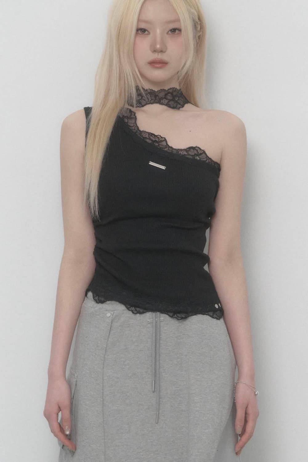 에트오소메 Lace One-shoulder Top 상품이미지1