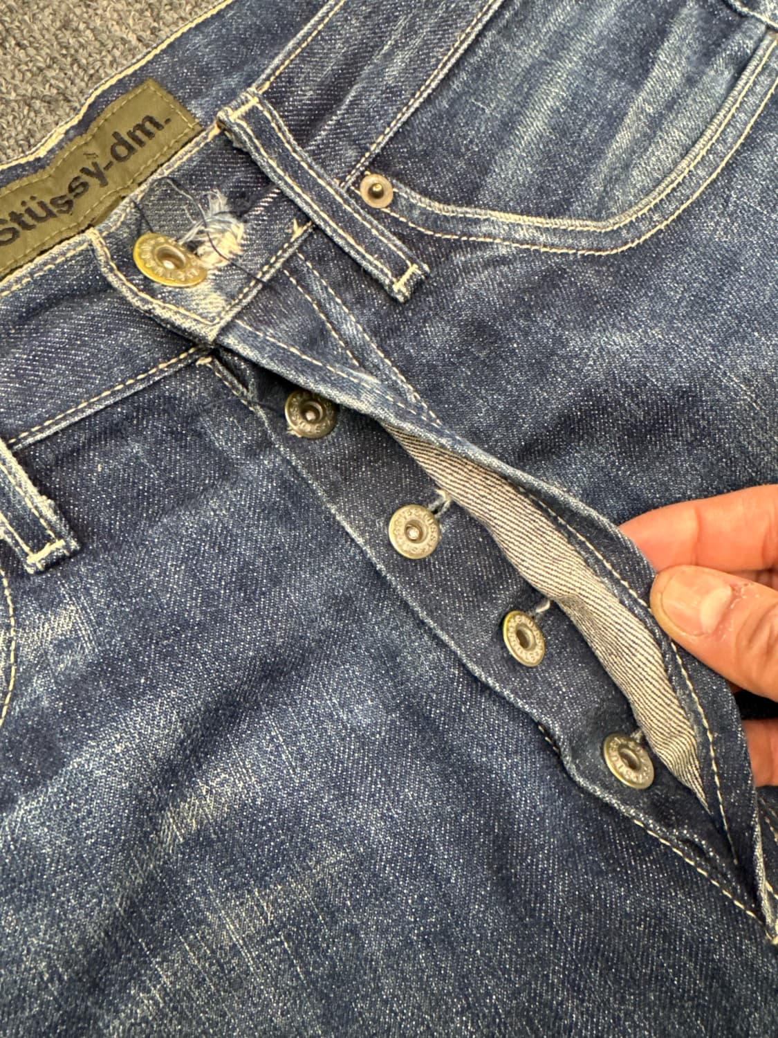 32)90’s 스투시-DM 빈티지 버튼플라이 데님 팬츠 상품이미지5