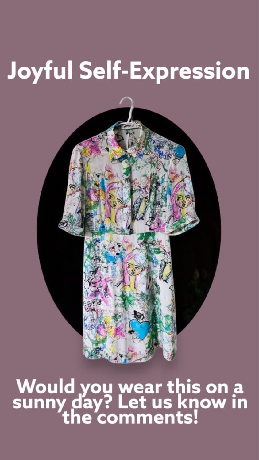 유니크 페이스 패턴 셔츠형 벨티드 미디원피스 55 상품이미지10