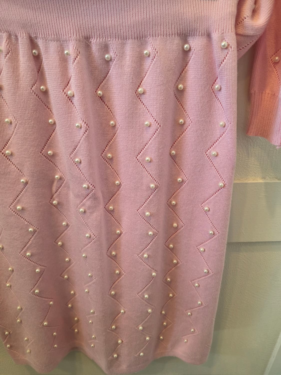 러블리핑크 진주 장식 니트 셋업 상품이미지5