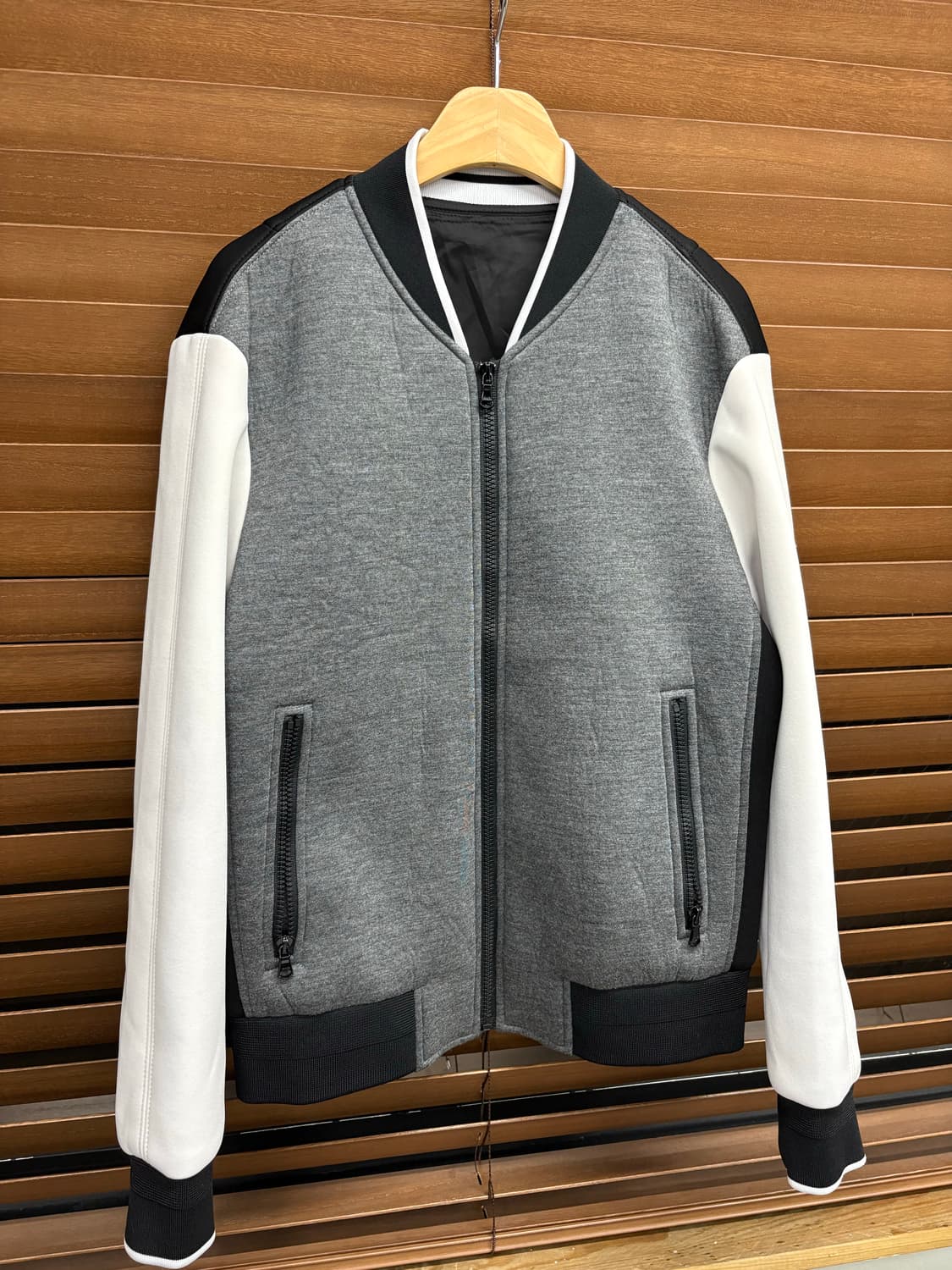 우영미 솔리드옴므 네오프렌 스타디움 블루종 자켓 상품이미지2