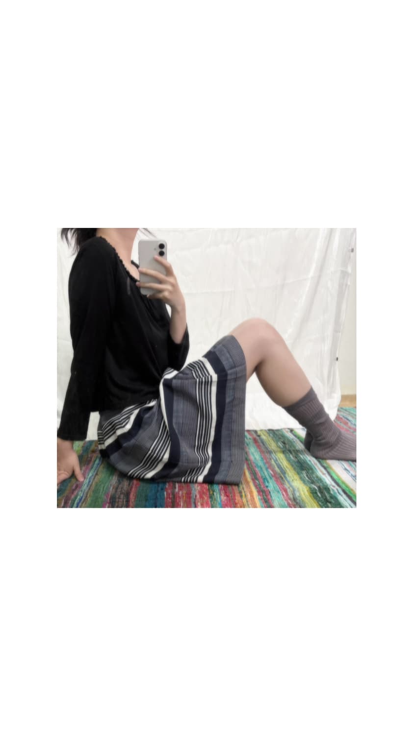 Blue Stripe Midi Skirt 상품이미지3