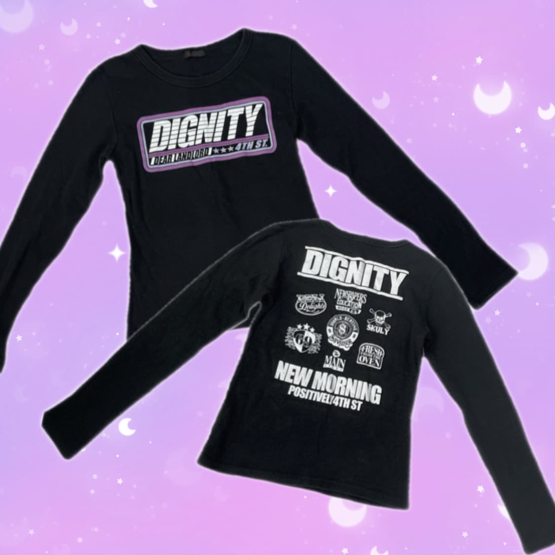 DIGNITY 블랙 프린팅 스컬 슬림 긴팔 티셔츠 락 펑크 힙 스트릿 상품이미지1