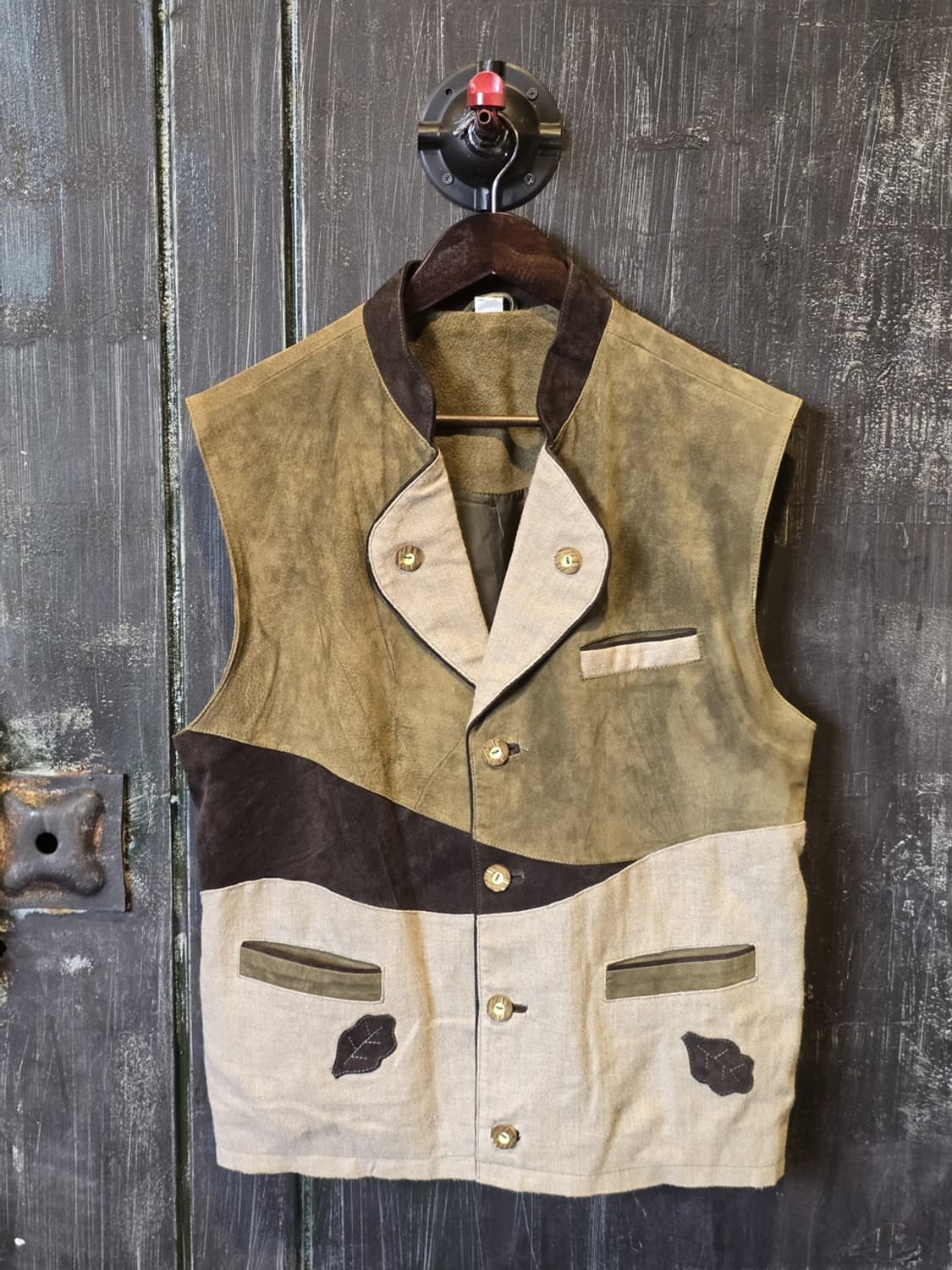 90s Genuine Leather Linen Vest 상품이미지1