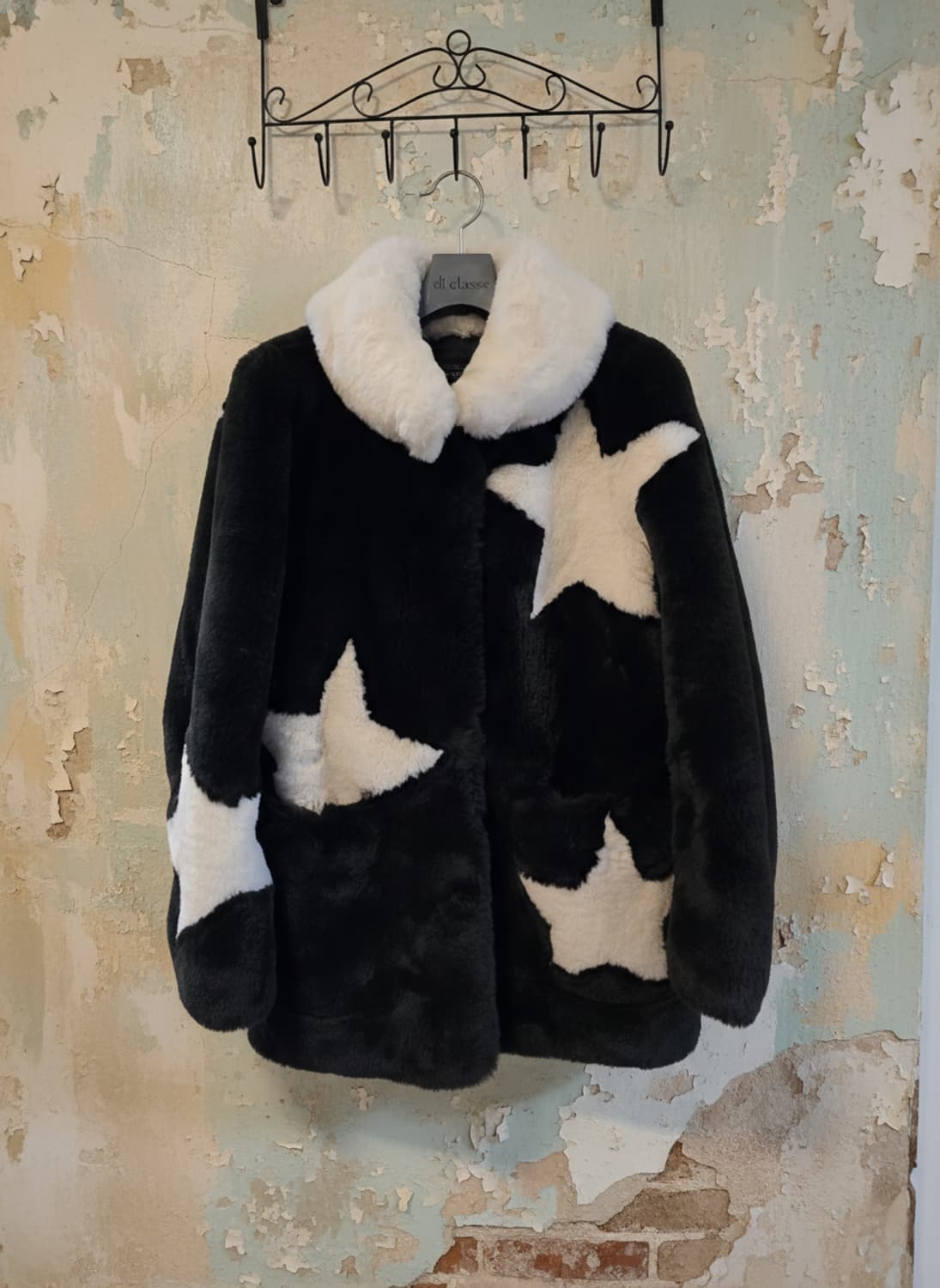 게스 별 패턴 페이크 퍼 코트 XS 상품이미지1