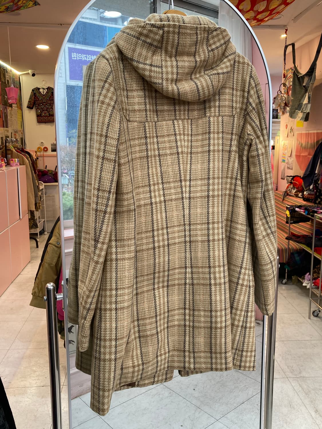 베네통 BENETTON 체크 떡볶이 코트 상품이미지5