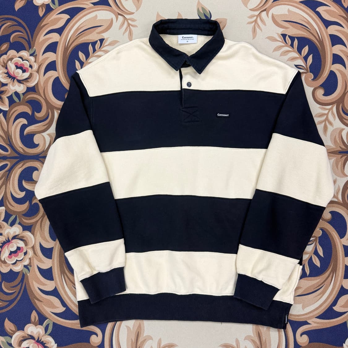 (XL)커버낫 Covernat 스트라이프 코튼 럭비티셔츠 상품이미지1