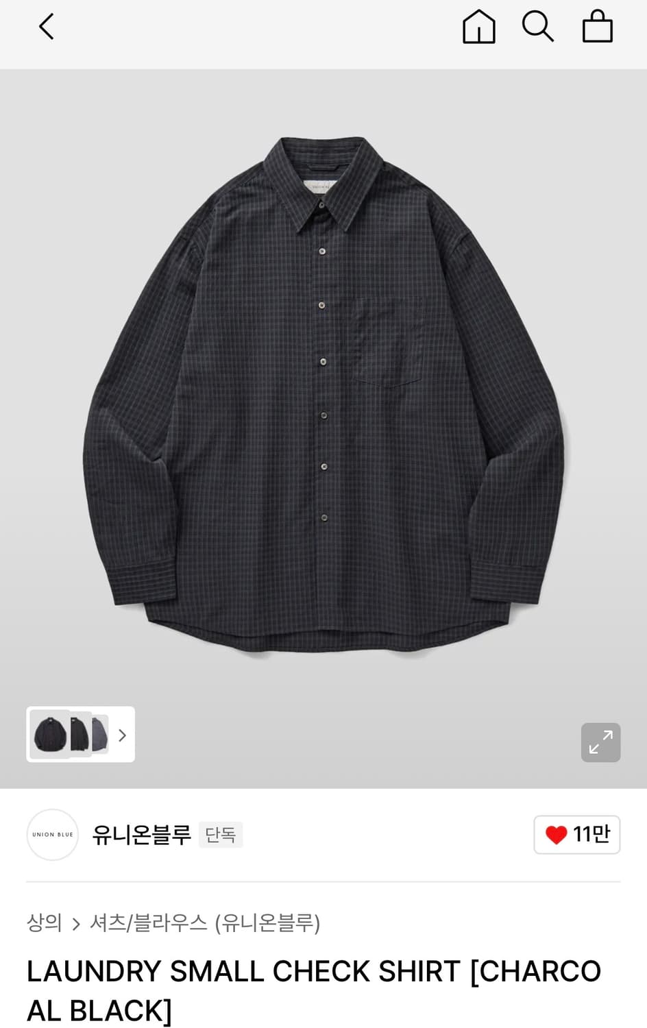 [새상품/M] 유니온블루 런드리 체크셔츠 상품이미지2