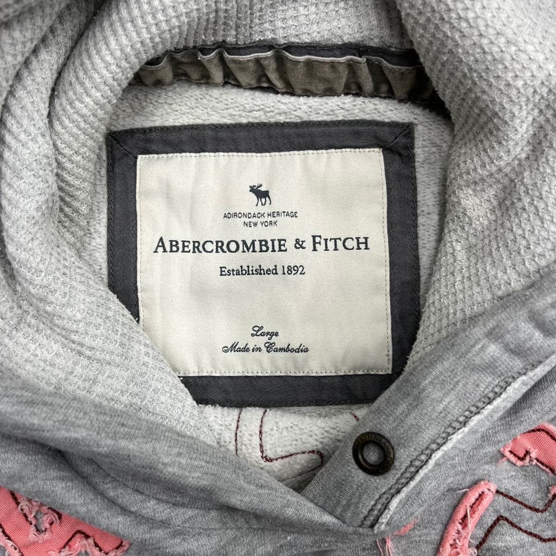 아베크롬비 딸기우유맛 센터로고 그레이 후드 L 상품이미지5