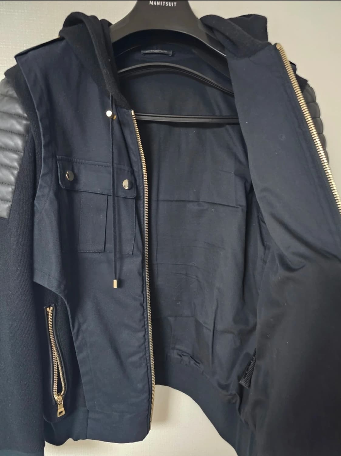 발망 가죽 패치 후드 니트 점퍼(L/정품) 상품이미지7