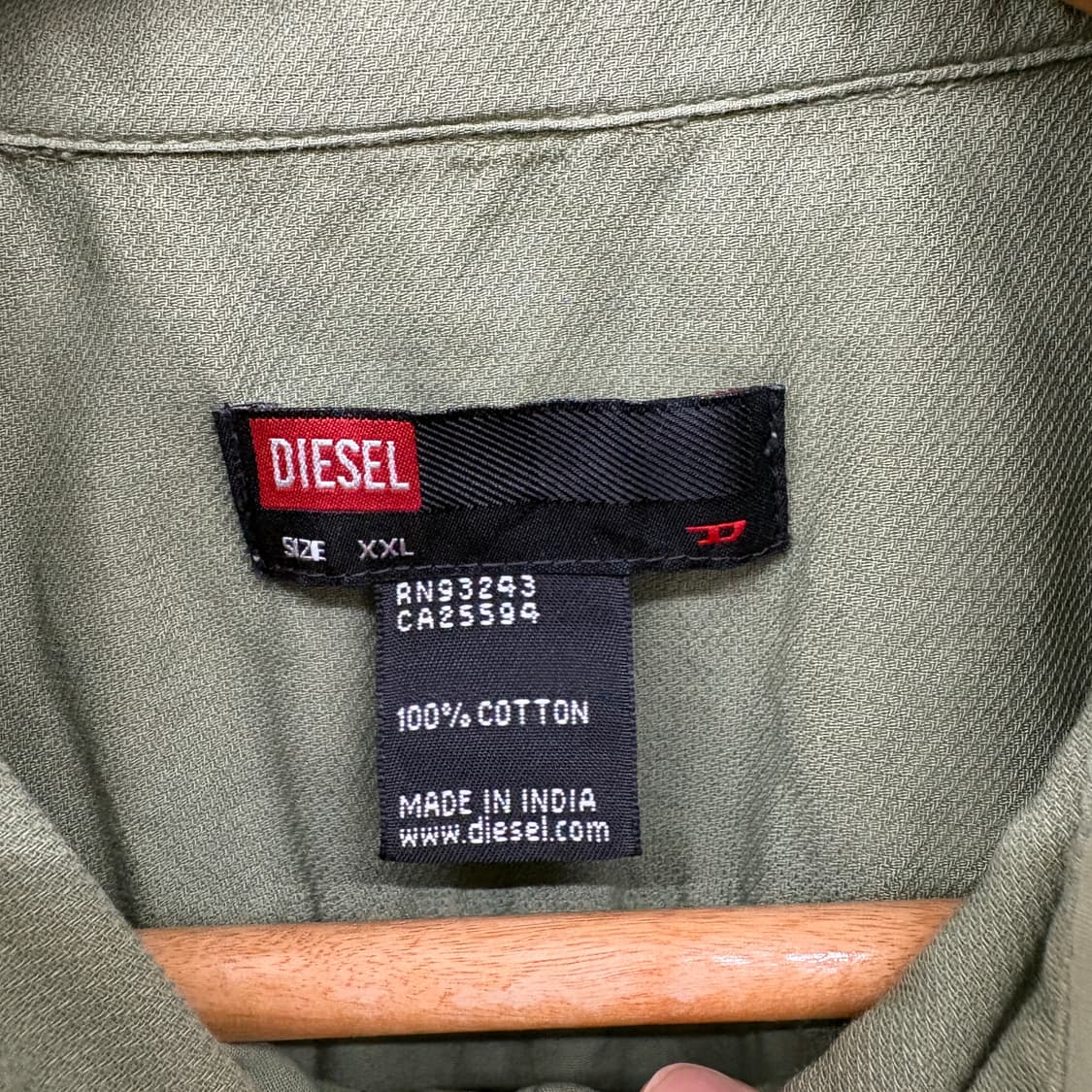 디젤 빈티지 오버핏 카키 반팔 셔츠 남성XXL 상품이미지3