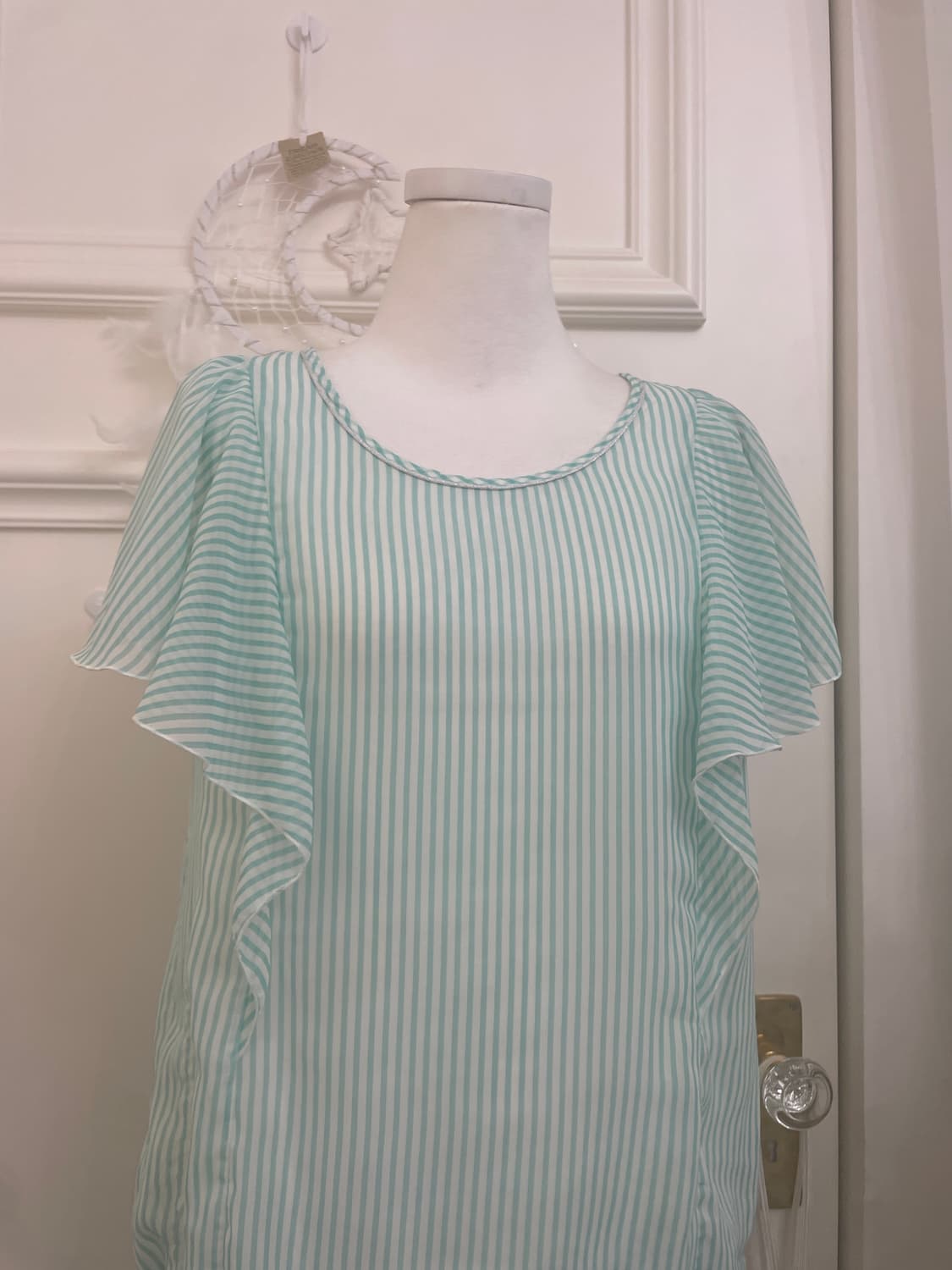 mint stripe ruffle summer blouse(size-L) 상품이미지5