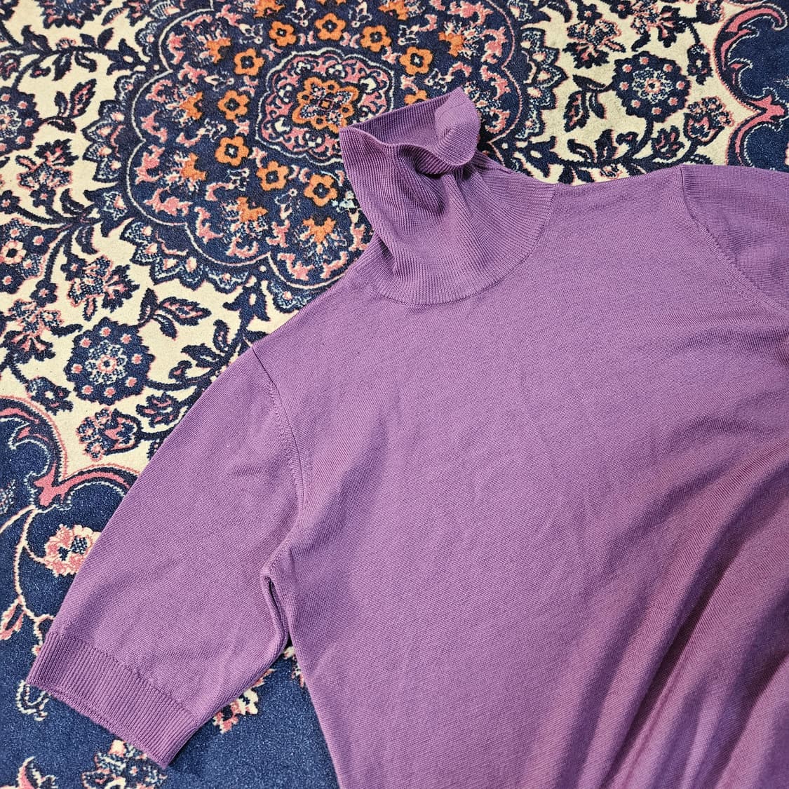 MARIANI in Italy 메리노울 100% 퍼플 터틀넥 S size 상품이미지2