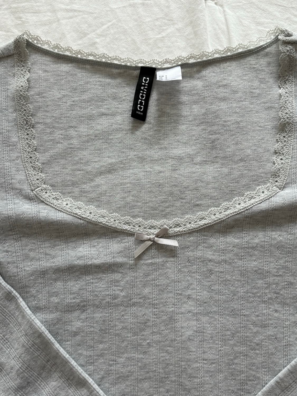 H&M 레이스 포인텔 탑 멜란지그레이 (브렌디멜빌st) 상품이미지2