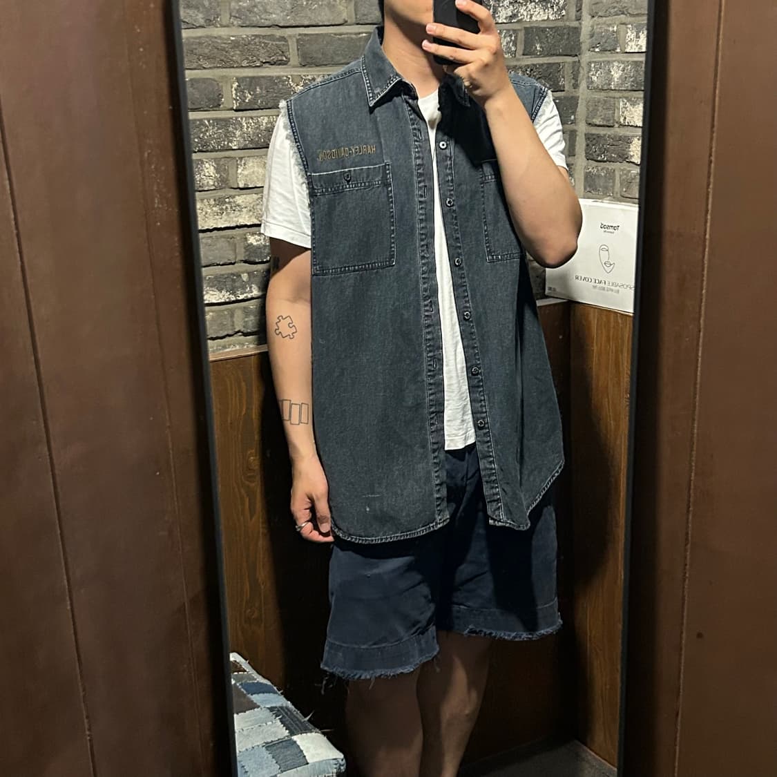 XL) 할리데이비슨 바이커 청 데님 셔츠 조끼 베스트 상품이미지9