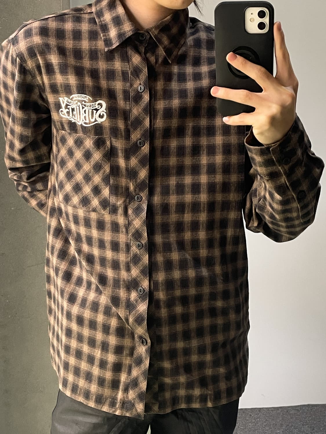 Subciety 체인 스티치 체크 셔츠 상품이미지2