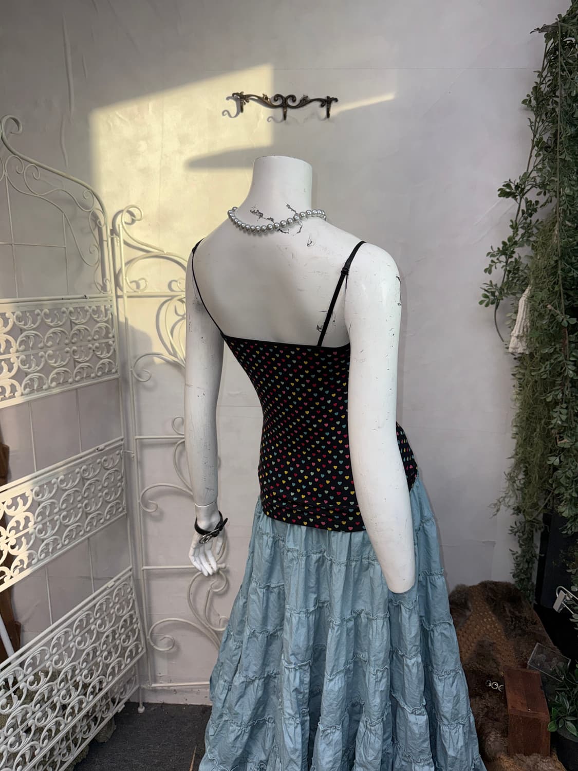 Black color mix heart pattern sleeveless 상품이미지6