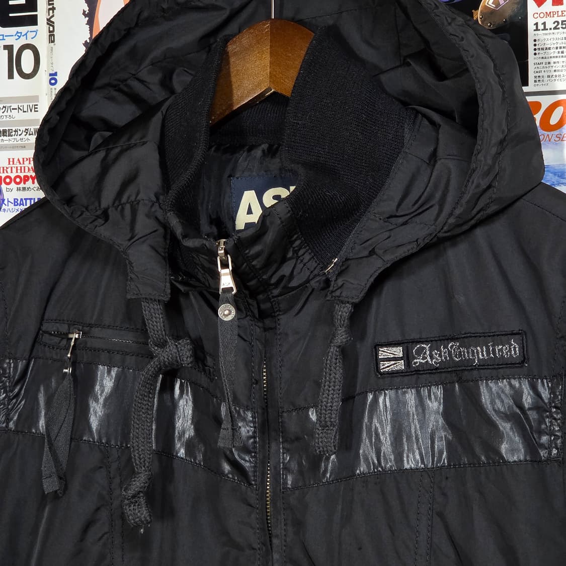 에스크 Y2K 하이넥 블랙 후드 바람막이 자켓 상품이미지3