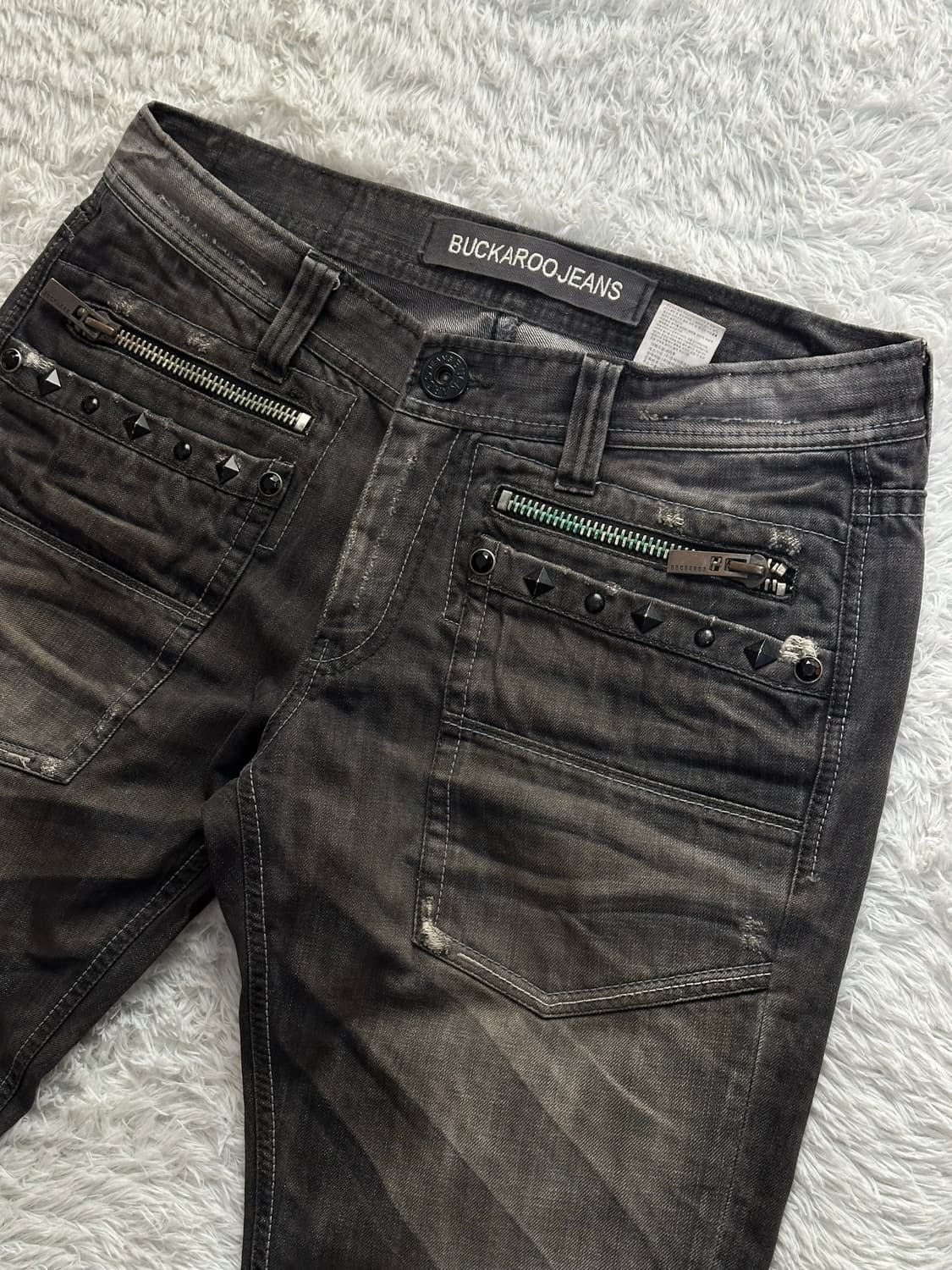 버커루 블랙 데님 바이커 팬츠 상품이미지1