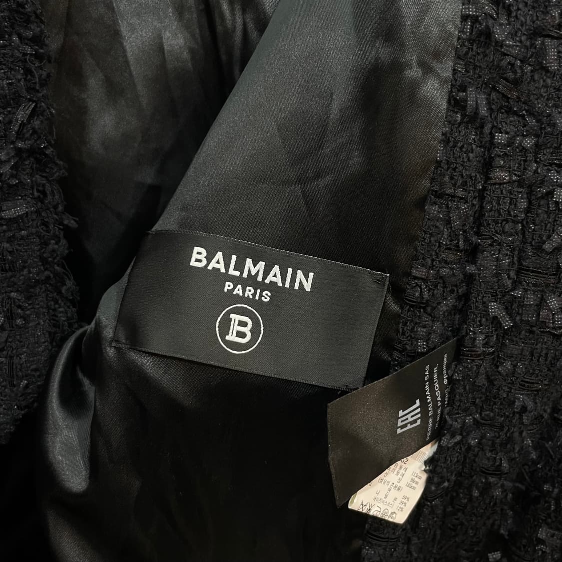 Balmain Black Tweed Biker Jacket 상품이미지8