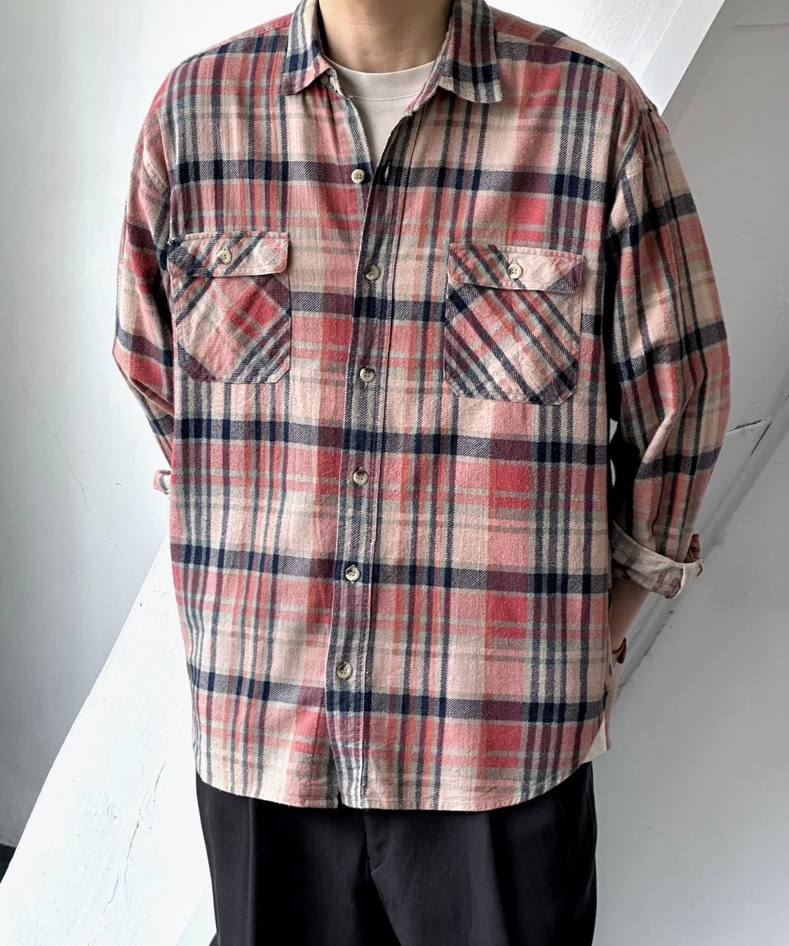 Brushed cotton nel check shirt 상품이미지8