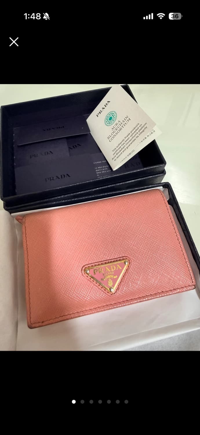 프라다 사피아노 트라이앵글 로고 반지갑 핑크 상품이미지1