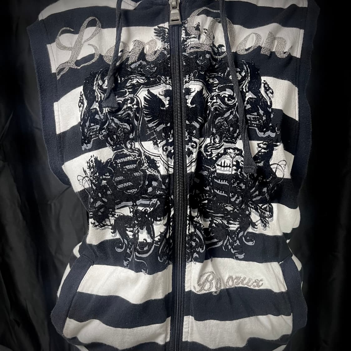 펑크 스트라이프 베스트 후드집업 갸루 상품이미지4