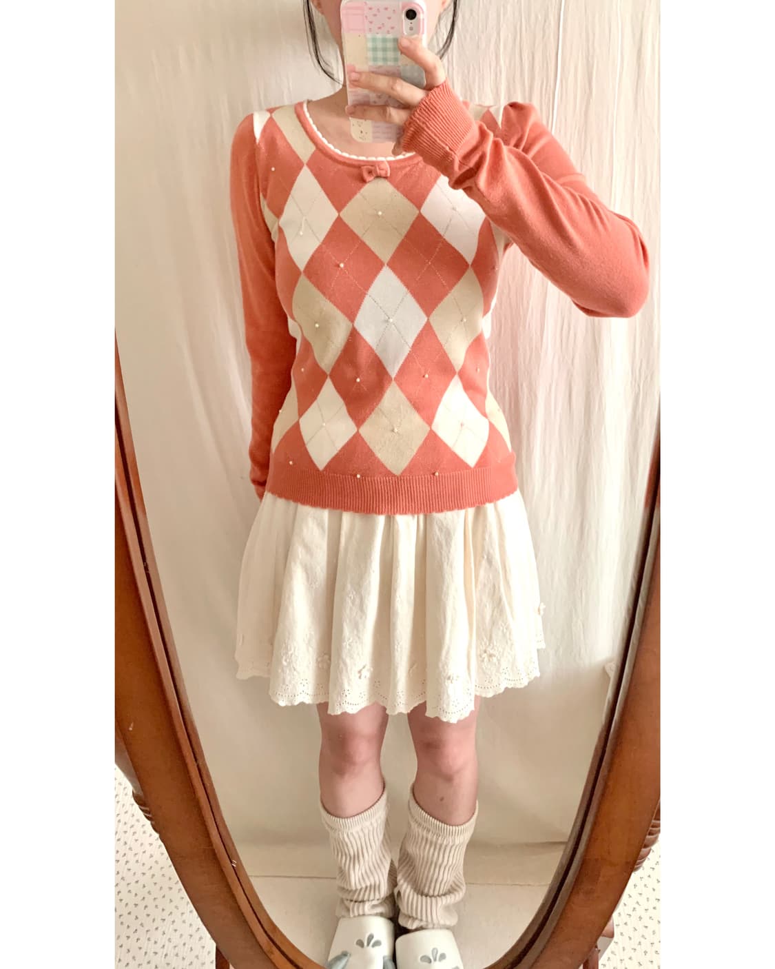 C.D.S 핑크 아가일 로걀탑 상품이미지1