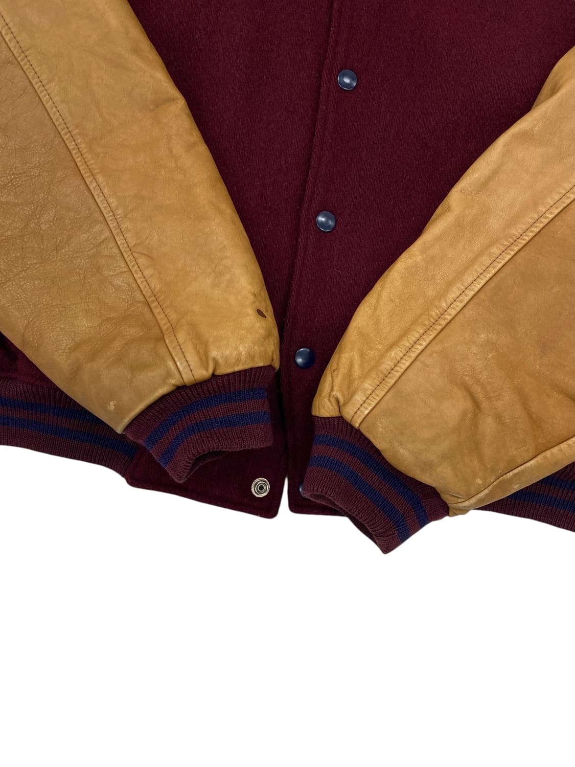 90‘s 갭 울/레더 바시티 자켓 상품이미지5