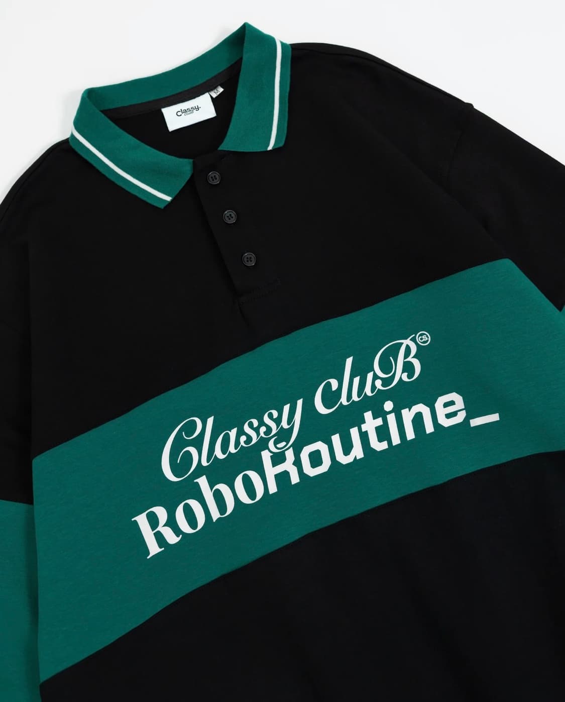 [새제품/L] Classy 폴로 스웻 셔츠 - 블랙 상품이미지1