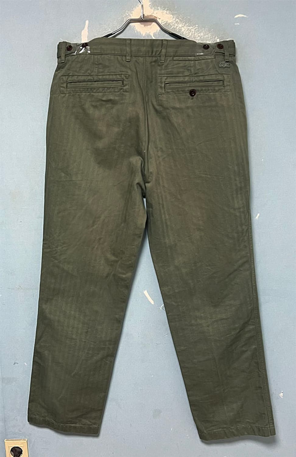 라코스테 남자 면바지 춘추 헤링본 치노팬츠 탱크그린 캐주얼 L 32 상품이미지2