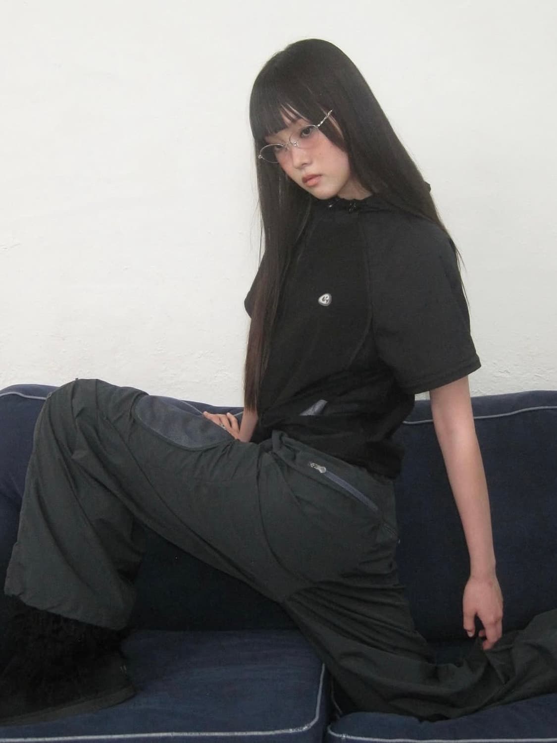 CINNAMOROLL PUNCHING WINDBREAKER BLACK 상품이미지2