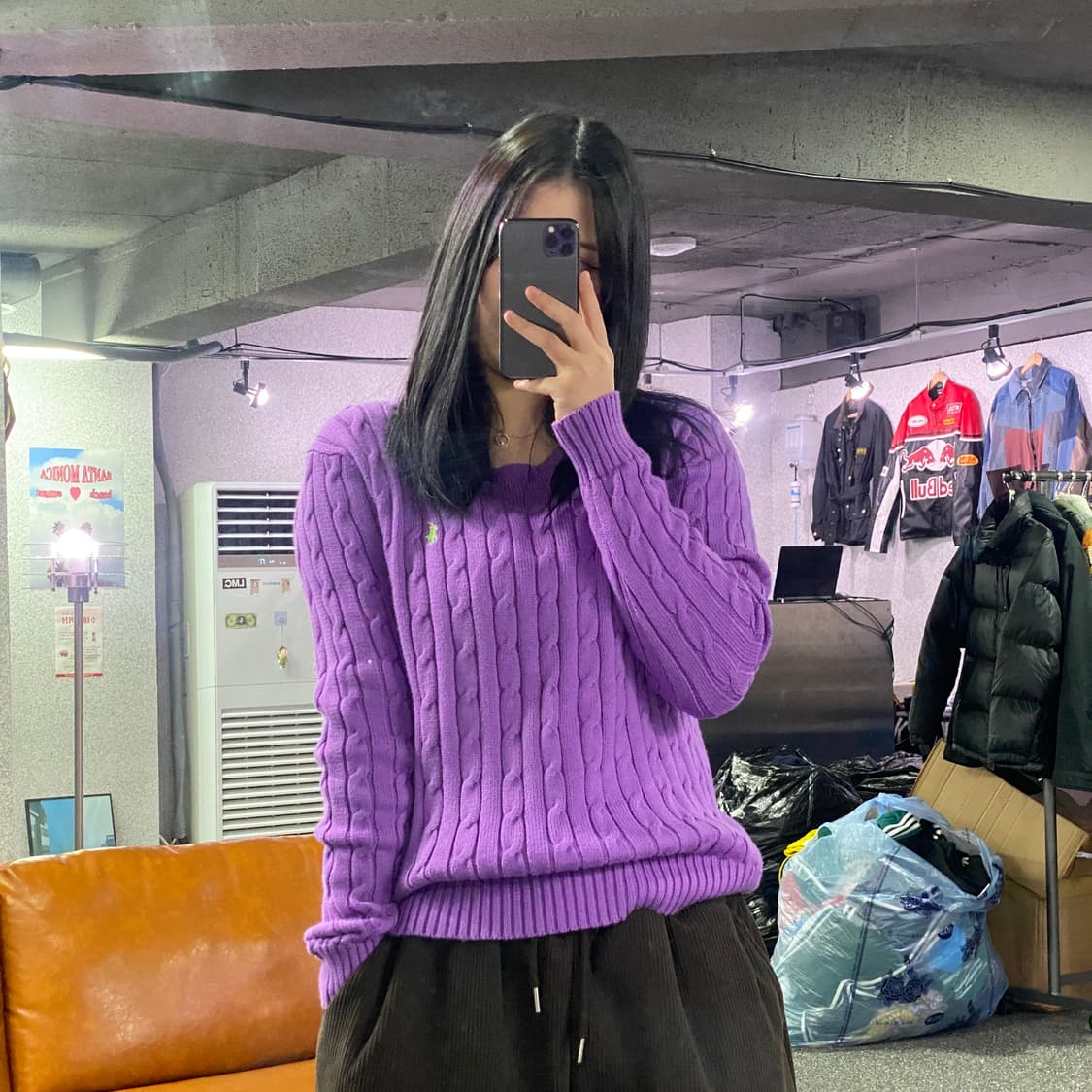 폴로 신형 퍼플 코튼 라운드 니트 B3482 상품이미지1